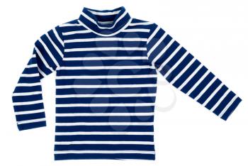 striped t-shirt on white. T-shirt with blue and white horizontal stripes. Isolate on white.