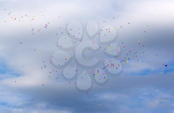 Released flying huge balloons blue sky