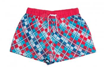 Red and blue plaid shorts. Isolate on white.