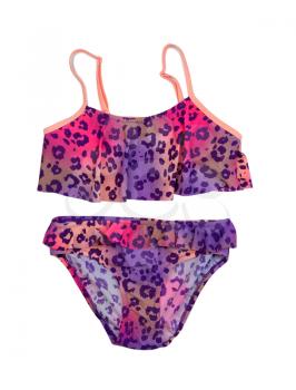 Swimsuit with a pattern color leopard. Isolate on white.