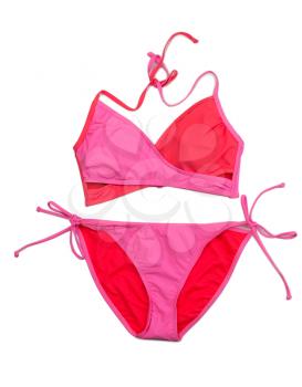 Red and pink swimsuit. Isolate on white.