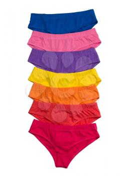 Colored Cotton panties stacked. Isolate on white.
