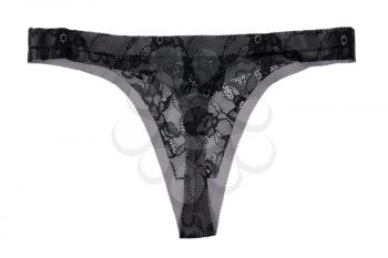 Black with gray thong panties. Isolate on white.