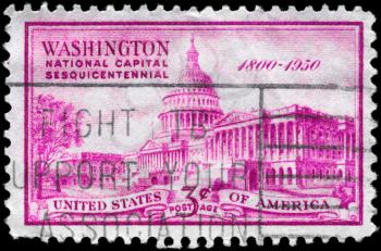 Royalty Free Photo of 1950 US Stamp Shows United States Capitol, 150th Anniversary of its Establishment