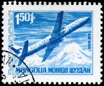 MONGOLIA - CIRCA 1973: A Stamp printed in MONGOLIA shows the Airliner, series, circa 1973