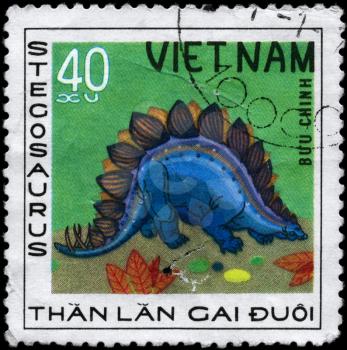 VIETNAM - CIRCA 1978: A Stamp printed in VIETNAM shows image of a Stegosaurus from the series Dinosaurs, circa 1978