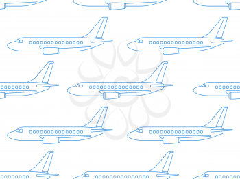 Seamless pattern of the contour aeroplanes