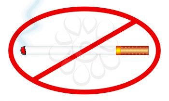 Illustration of the smoking cigarette and ban symbol
