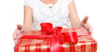 Royalty Free Photo of a Woman Holding a Present