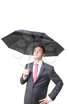 Royalty Free Photo of a Businessman Holding an Umbrella