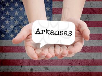 Arkansas written in a speechbubble