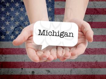 Michigan written in a speechbubble
