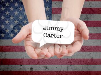 Jimmy Carter written on a speechbubble