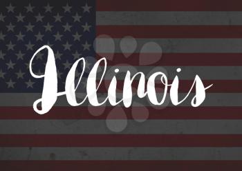 Illinois written on flag