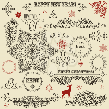 Royalty Free Clipart Image of a Background of Christmas Items
