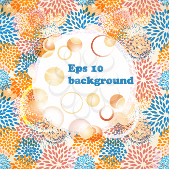Royalty Free Clipart Image of a Background of a Floral Pattern with Balls