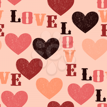 Vector seamless Pattern with hearts, fully editable eps 10 file with clipping mask 