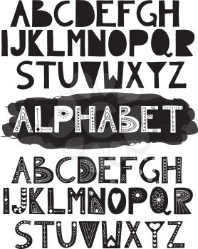 2 vector latin doodle funny alphabets: can be used for banners, postcards, invitations etc.