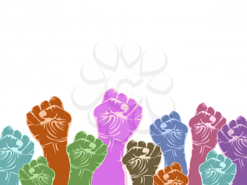 Royalty Free Clipart Image of People's Fists