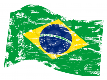 isolated grungy Brazil flag on white background 	