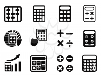isolated black Calculator icons set from white background