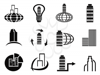 isolated abstract black company icons set from white background