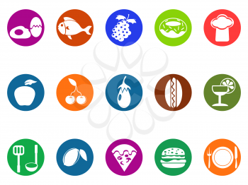 isolated foods and restaurant round button icons set on white background