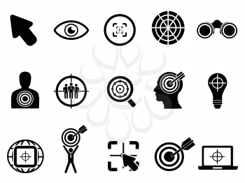 isolated black target icons set from white background