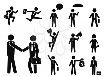 isolated businessman pictogram icons set from white background