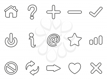 isolated black interface outline icons set from white background