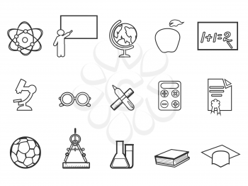 isolated education linear icon set from white background