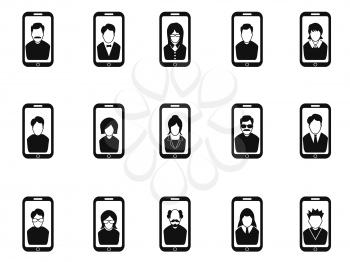 isolated mobile phone avatar icons set from white background