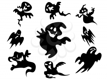 isolated black halloween ghost from white background