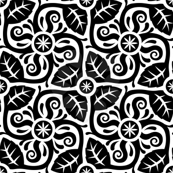 Royalty Free Clipart Image of a Floral Black and White Background