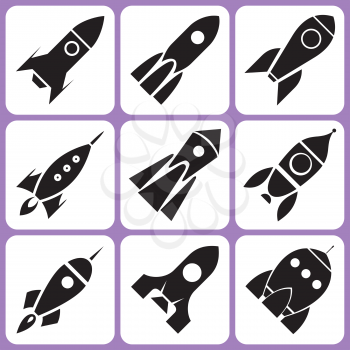 Royalty Free Clipart Image of Rocket Icons