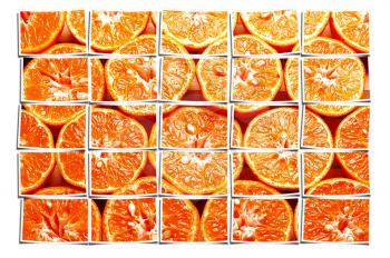 ripe orange mandarins cutted in half