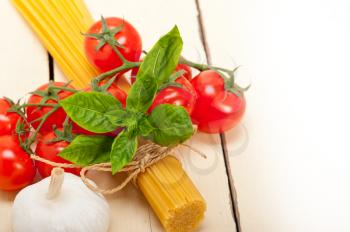 Italian basic pasta fresh ingredients cherry tomatoes garlic and basil