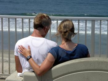 Royalty Free Photo of People Watching the Ocean