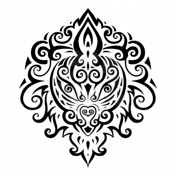 Lion head. Tribal pattern. Ethnic tattoo. Vector illustration.