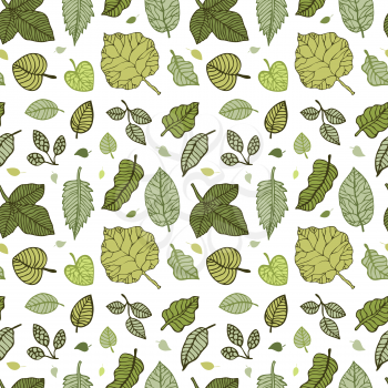 Leaves. Seamless pattern with leaf. Hand Drawn vector background.