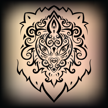 Lion head. Tribal pattern. Ethnic tattoo. Vector illustration