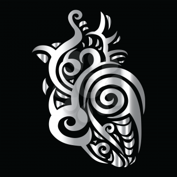 Heart Tribal pattern. Abstract style Vector illustration