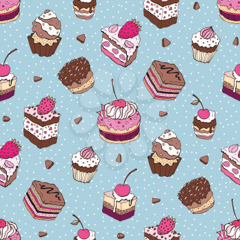 Yummy colorful Hand drawn pattern. Seamless vector illustration