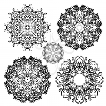 Mandala set. Indian decorative pattern. Vector hand drawn illustration.