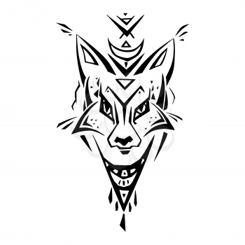 Tribal pattern Fox. Polynesian tattoo style. Vector illustration
