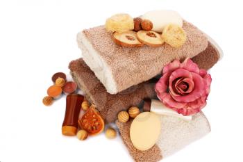 Royalty Free Photo of Towels and Soaps