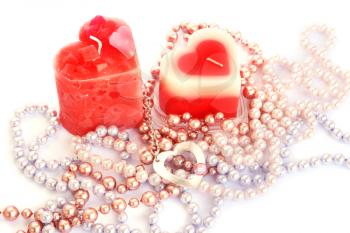 Royalty Free Photo of Candles and Pearls