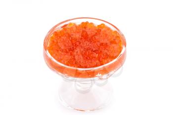 Red caviar in vase isolated on a white background 