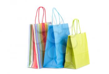 Colorful shopping bags isolated on white background.