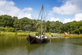 The medieval boat in The Middle Ages Center, the experimental living history museum in Sundby Lolland, Denmark.